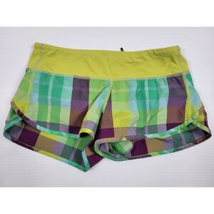 Lululemon Speed‎ Up Shorts Foxy Plaid Lime Potion Purple Womens 4